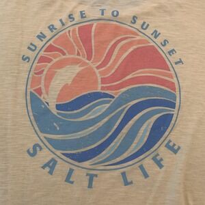 Salt Life Shirt Mens Small Yellow Sunrise to Sunset Surf Beach Graphic Tee Ocean